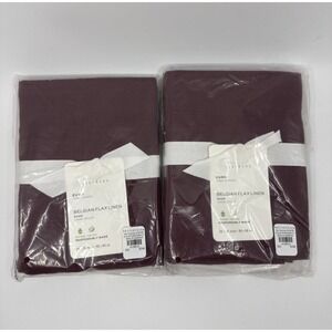 Pottery Barn Merlot Euro Belgian Flax Linen Shams Set Of 2 Luxury 26"x26" New